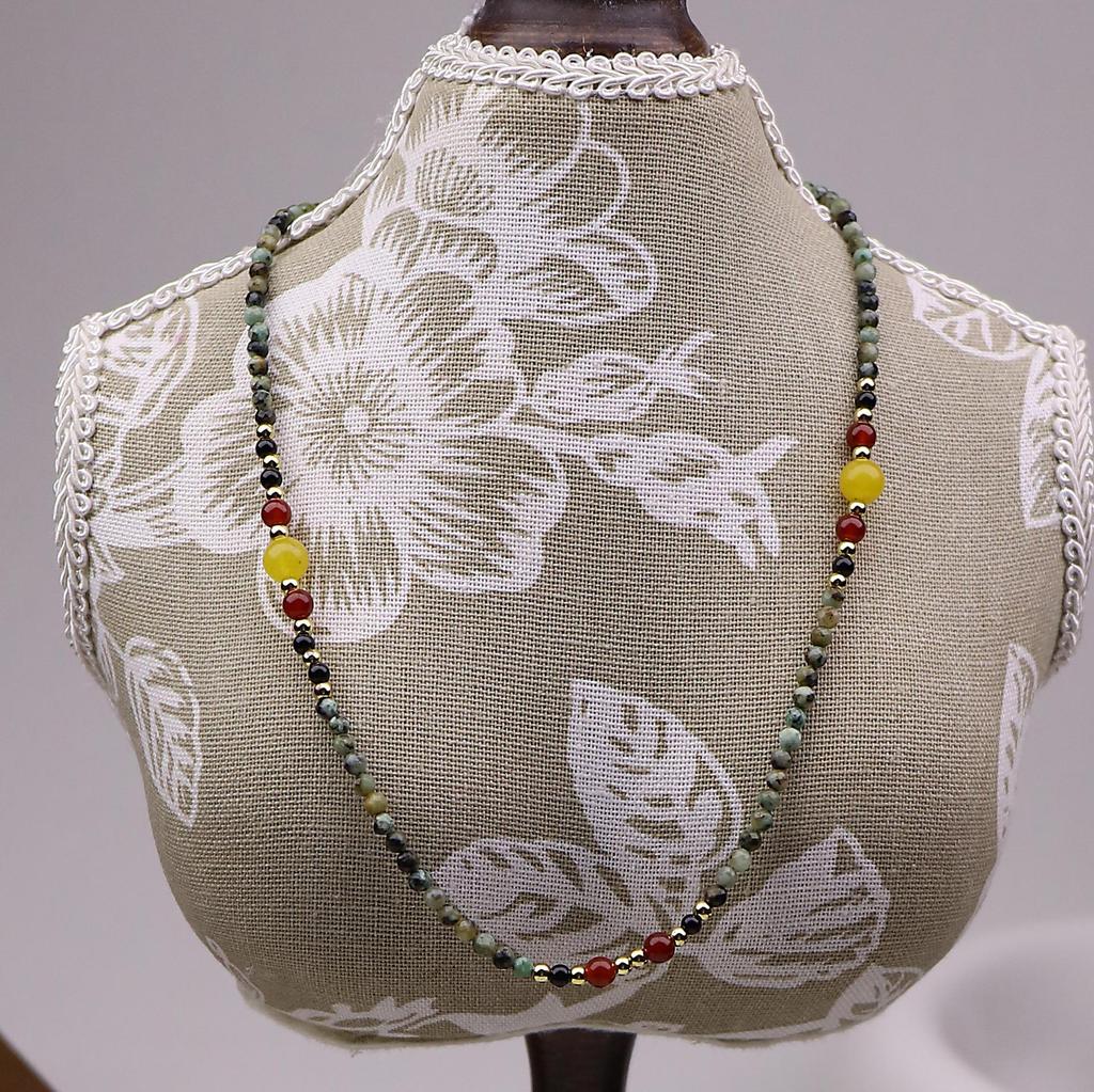Chinese Minimalist Colorful Beads & Natural Stone Clavicle Chain for Women