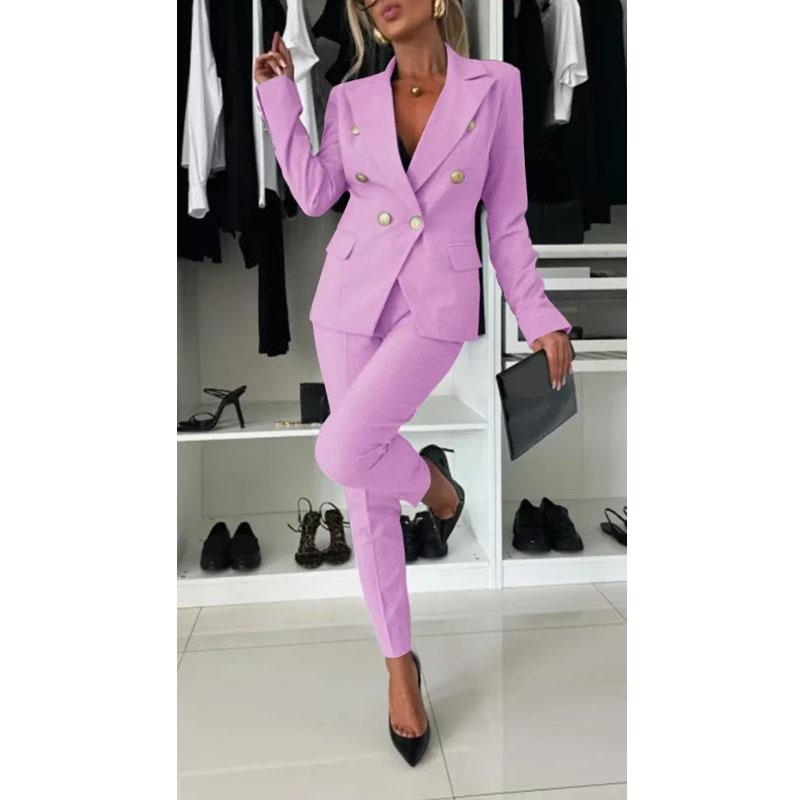 Women's Business Blazer Pant Suit Dressy Blazer Jackets High Waisted Pants Set Two-Piece Formal Outfit for Work Office