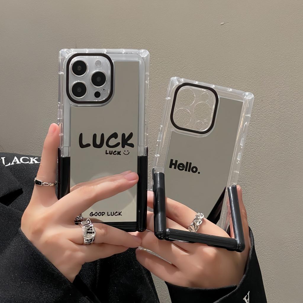 English mirror Roman bracket for iphone15pro max mobile phone case Apple 16/14 personalized protective case
