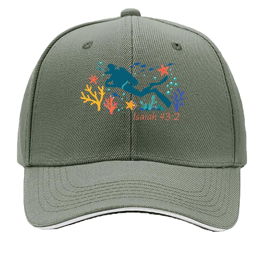 Isaiah Scuba Diver Ocean Coral Fish Sandwich Baseball Cap Sun Cap Outdoor Workouts Hat