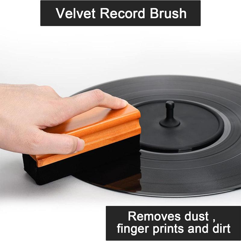 Vinyl Record Cleaning Brush Set  Velvet Brush, Microfiber Brush  Black Liquid Record Cleaner  Small Brush