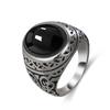 Vintage Sterling Silver 925 Ring with Large Natural Black Onyx Stone 10*14MM Oval Shape Fine Party Jewelry for Men.
