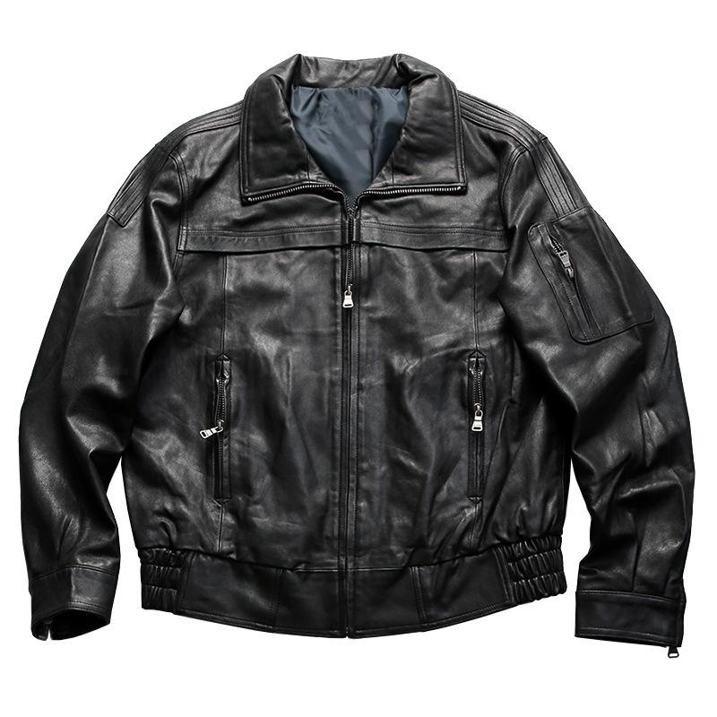New Spring Flying Suit Leather Leather Jacket Men's and Women's Sheepskin Jacket