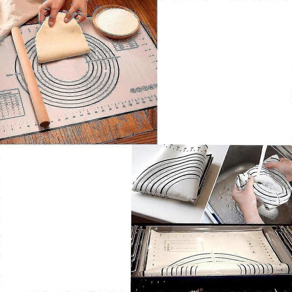 Pastry Mat With Measurements Compatible With Rolling Out Dough Oil Brush ,black