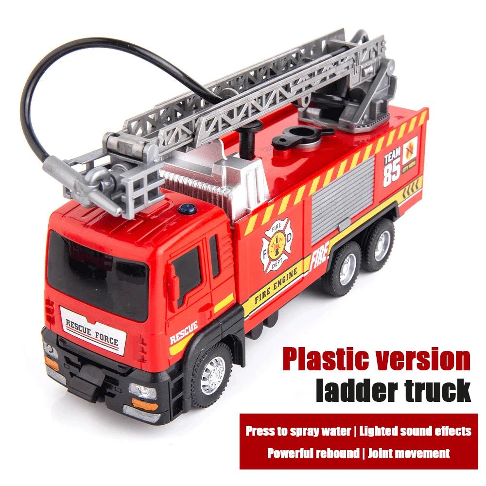 

New 1:50 Alloy Fire Truck Die-casting Simulation Water Spraying Car Toy with Lights and Music, Water Spraying Rescue Car Toy