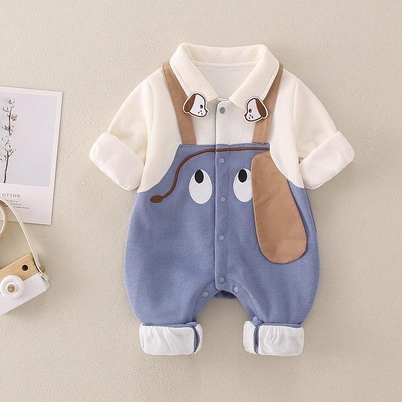 

Baby 2PCS Dog Print Romper Shirt Set Infant Cartoon Outfit 66cm синий