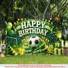 1pc 2D Flat Soccer Theme Happy Birthday Banner Green Party Backdrop Decor Garden Patio Indoor Outdoor Scene Birthday Celebration Photo