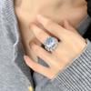 Jewelry Copper Bottom Gold-Plated Rose Cut Sea Blue Retro Ring Heroine Stone 14Mm
