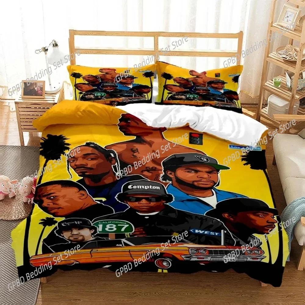 Comforter Hip Hop Rapper Bedding Set 3D Printed Suitable For Bedroom Kids Home Textile