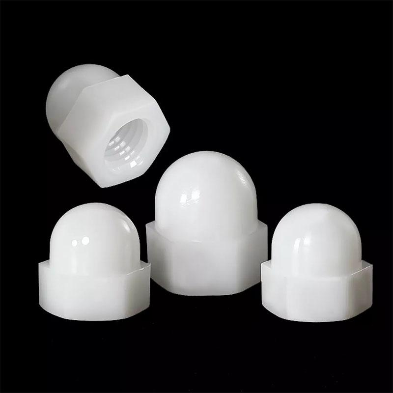5-20 Stück/Packung Nylon Sechskant-Kuppelkopfmutter M3 M4 M5 M6 M8 M10 M12 Schwarz Weiß Kunststoff Eichelmuttern für Schraubenbolzen