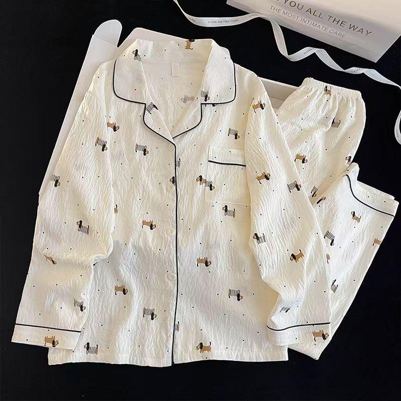 2025 Frühling/Herbst Niedliches Wolken-Baumwoll-Pyjama-Set für Mädchen - Langarm & Hose, Tragbar im Freien