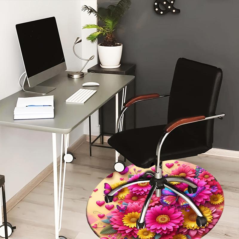 

1pc Office Carpet Chair Mats Floral Fantasy: Butterflies & Hearts Perfect for Decorating Office Chairs, Living Rooms, Or Bedrooms.YDT235 80cm by 80cm