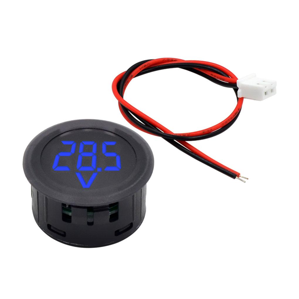 DC 4-100V LED Digital Display Round Two-wire Voltmeter DC Digital Car Voltage Current Meter Volt Detector Tester Monitor Pane