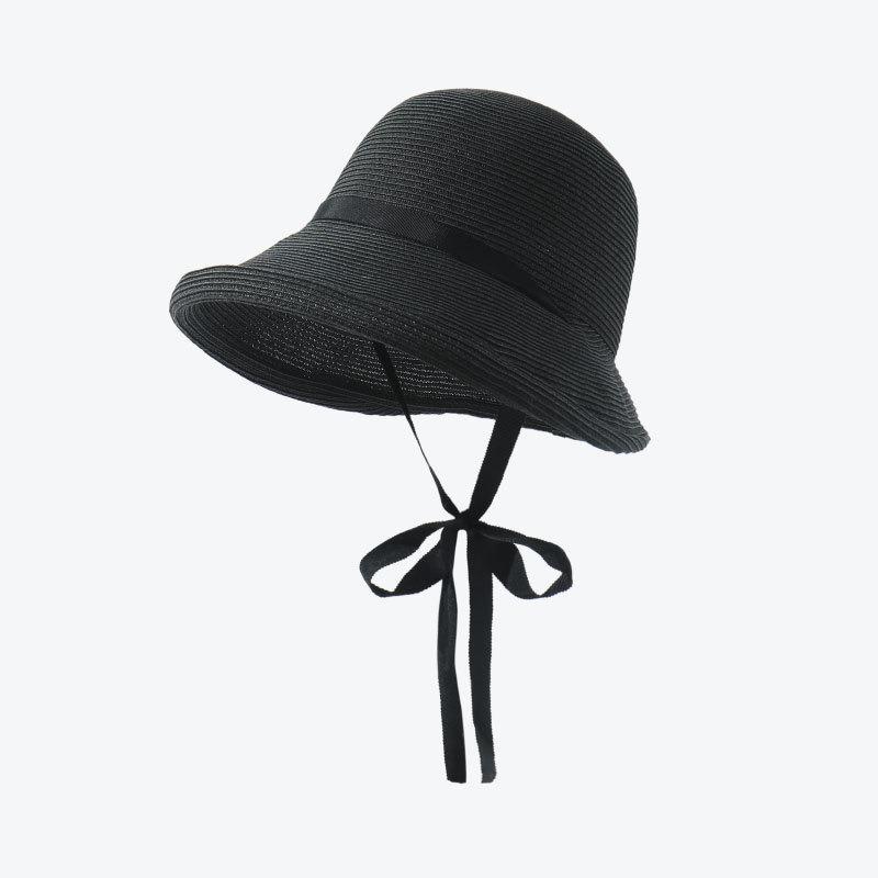 Strohhut Dame Sommer Rollkrempe Japanische Strandmode Cooler Hut zum Sonnenschutz und Sonnenschutz Große Krempe Fischerhut