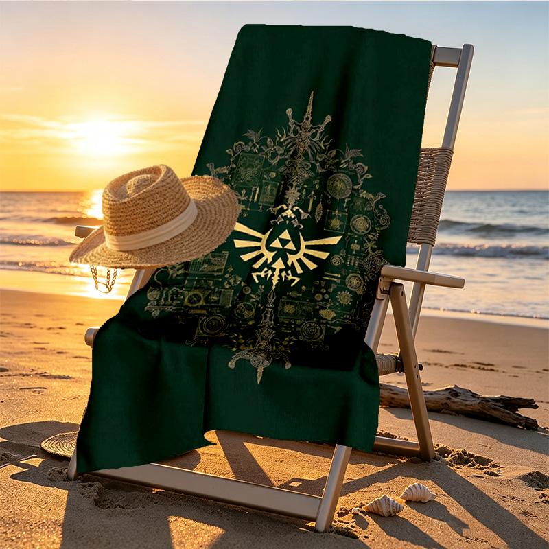 The Legend of Zelda Print Beach Towel Design, Soft, Lightweight. for Home Bathroom, Spa, Pool, Yoga, Surfing, Camping, Gift for Family, Friend