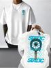 Summer Mens Trendy Casual Tshirt Blue Label Graffiti Staticwheel Hub Print A Musthave for Mechanical Fashion Players