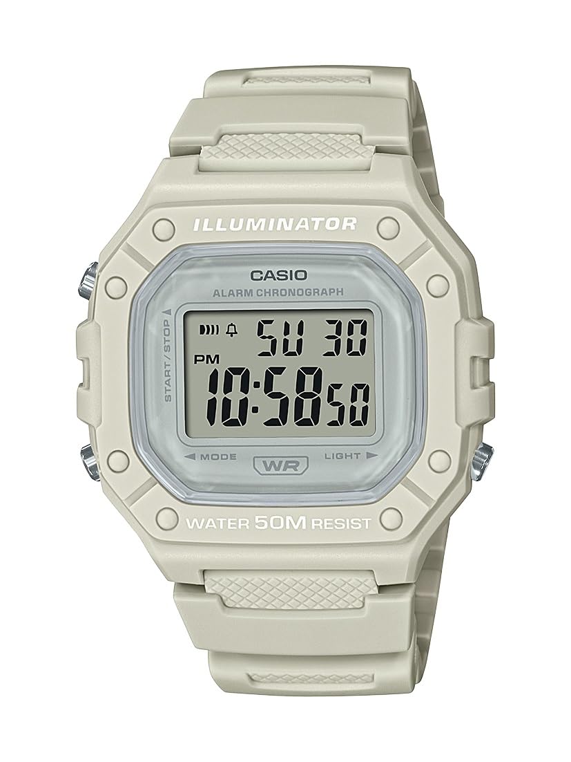 

Цифровые спортивные часы Casio Illuminator с будильником и хронографом (Модель W218HC-8A2V) (Светло-серый), Светло-серый, W-218HC-8AVCF