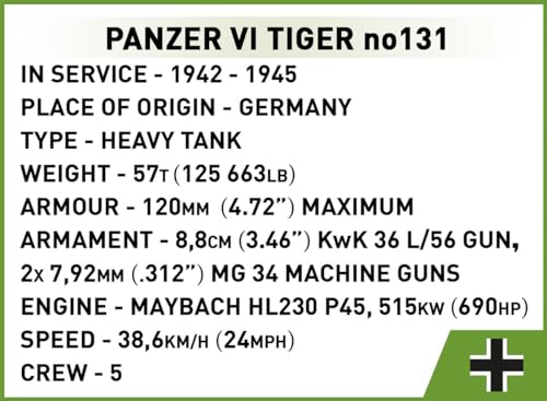 Cobi 2588 Panzer VI Tiger I Nr. 131 Das Panzermuseum