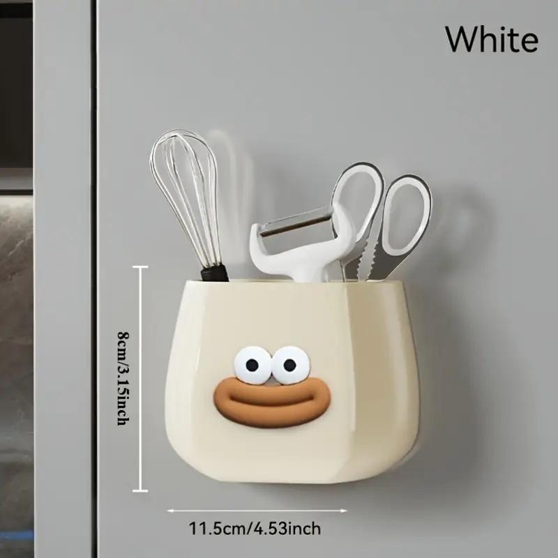 Magnetic Multi-Functional Storage Box Desktop Storage Space Pen Holder with Stickers Organizer for Home Office Kitchen Bathroom