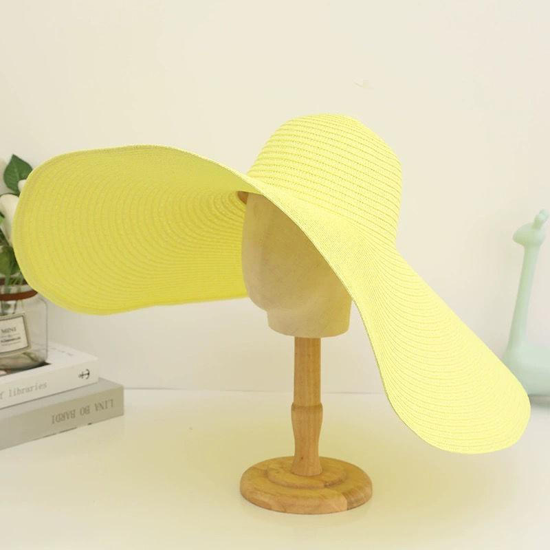 Ladies Beach Hat Fashion Large Wide Brim Sun Hat Roll Up Foldable Summer Beach Hat Big Eaves Sun Protection