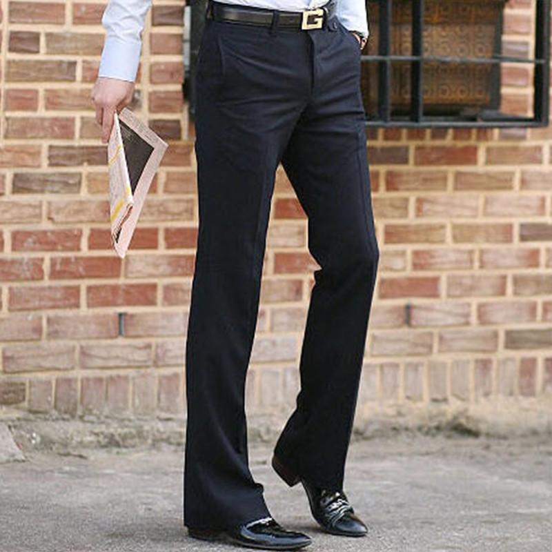 

Прямые широкие повседневные брюки мужские в британском стиле с микроотворотами 37 темно-синий