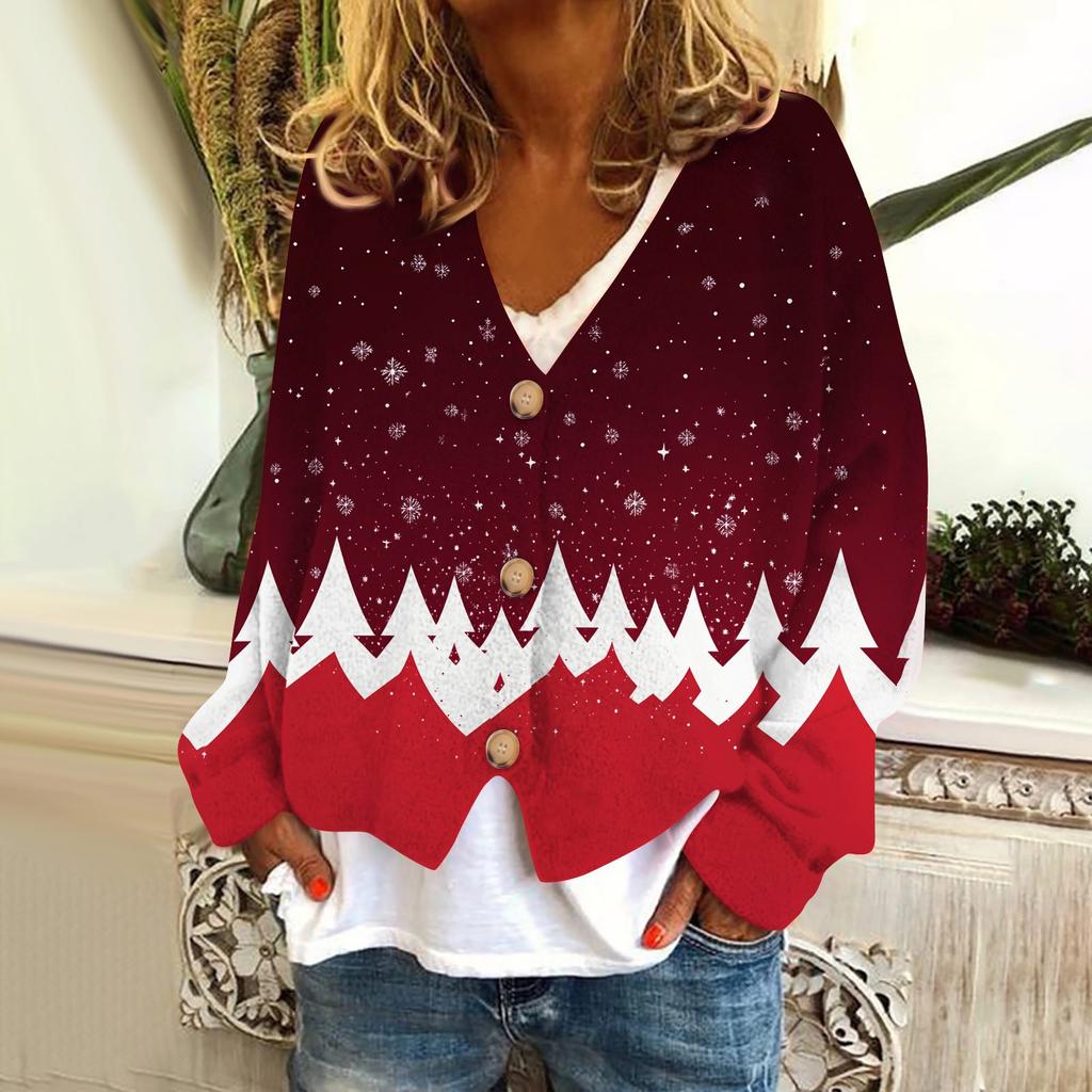 Women's Fashion Short Coat Casual Long Sleeve  Printed Single Breasted Plush Top