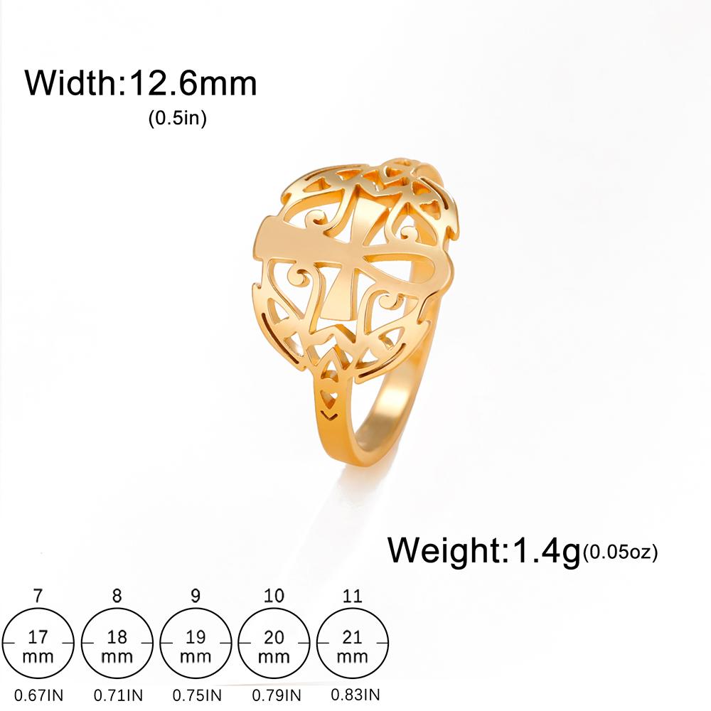 Dawapara Egyptian Ankh Cross and Eye of Horus Elegant Ring Stainless Steel Wedding Band Religious Gift