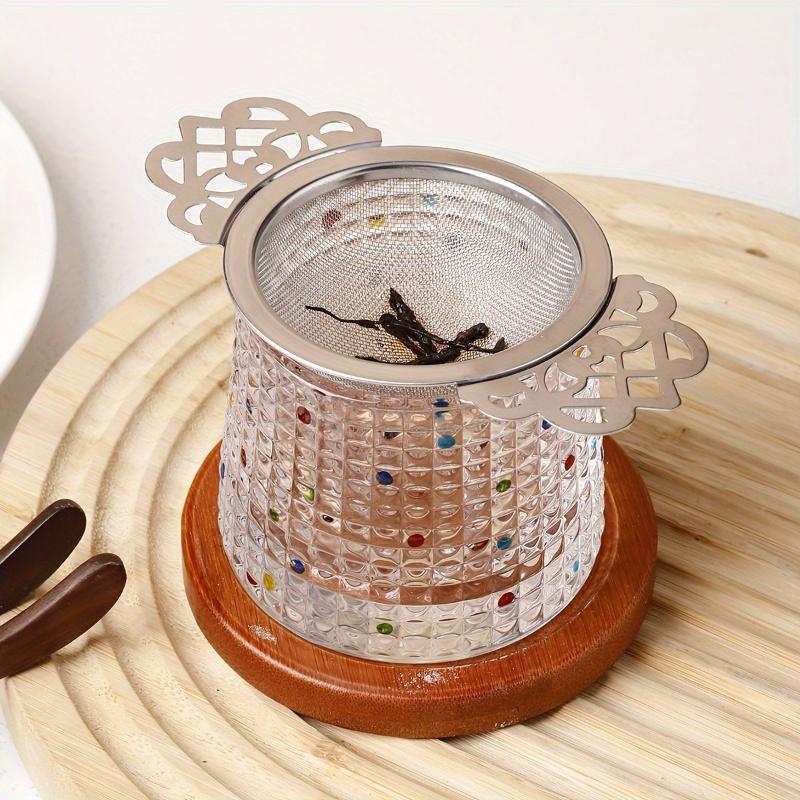 Patterned Ear Handles Environmentally Friendly Stainless Steel Durable Fine Filter Family Tea Strainer Filter