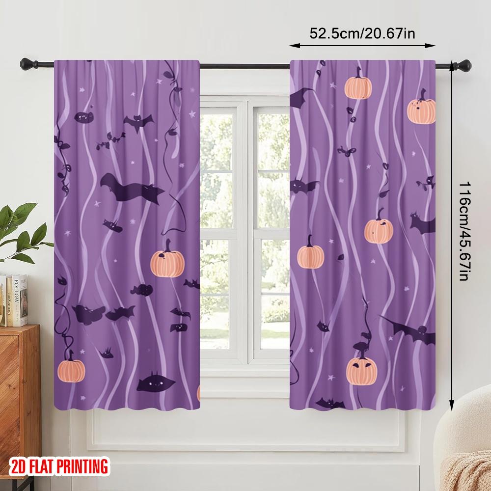 2pcs,2D Plane Printing Popular Curtains Halloween Icons Flight Versatile Polyester Fabric (without Rod) Outdoor Decorations for