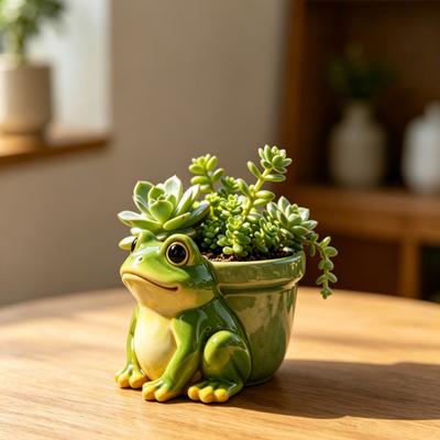 Vaso de Flor Sapo, Vaso de Planta Sapo Decorativo de Resina, Vaso Resistente ao Desbotamento para Ervas, Acento de Jardim, para Decoração de Casa