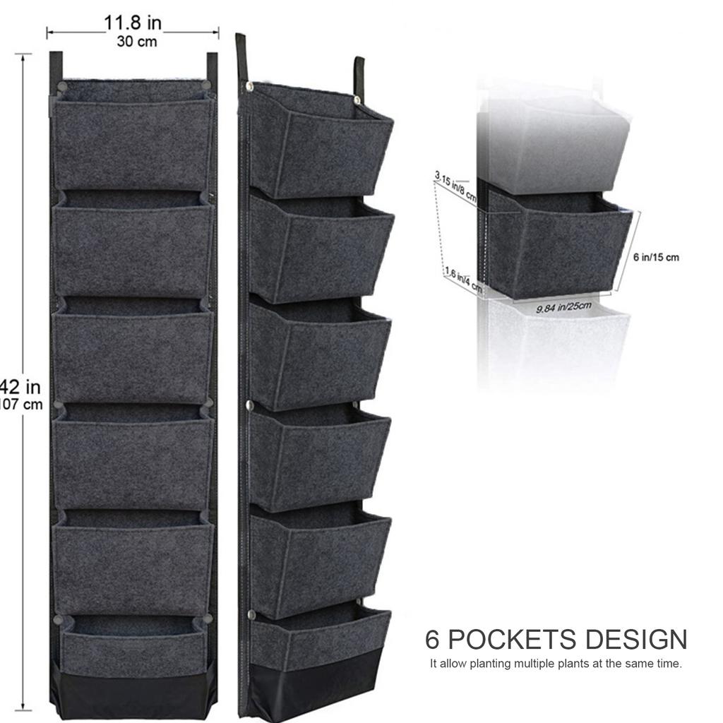 Hanging Planting Bags with 6 Pockets Vertical Gardening Flower Pots Planter Hanging Wall Garden Planting Bags