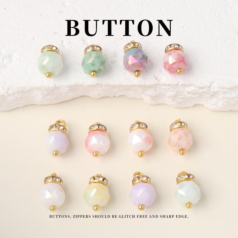5pcs Imitation Crystal Cut Color Diamond-Encrusted Small Buttons Hanfu Cheongsam Buttons Women'S Shirt Cardigan Sweater Decorative Buttons