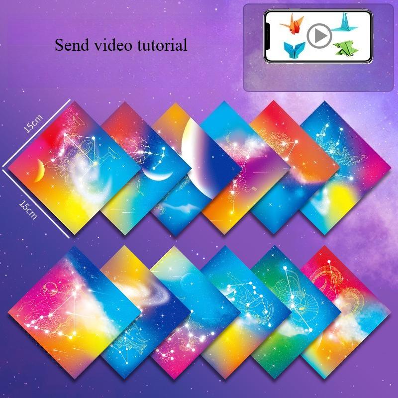 The New Starry Sky Origami Colored Paper Handmade Special Luminous Color Pearlescent Double-sided Printing Paper Paper-cut