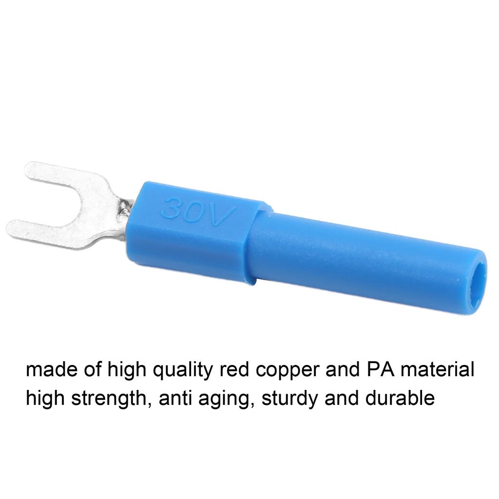 ZK30 10pcs 4mm Fork Spade Wire Connectors U Type Electrical Crimp Terminal for Testing MultimeterBlue