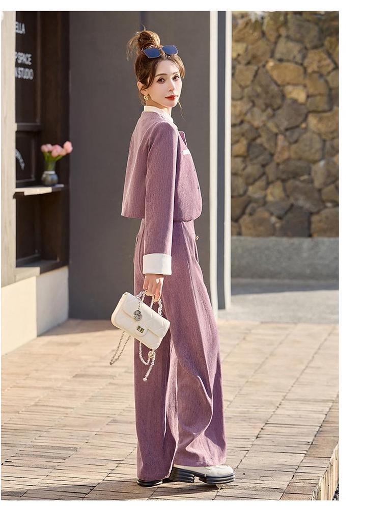2025 Spring Women's Jacket & Wide-Leg Pants Two-Piece Set - Little Fragrance Style