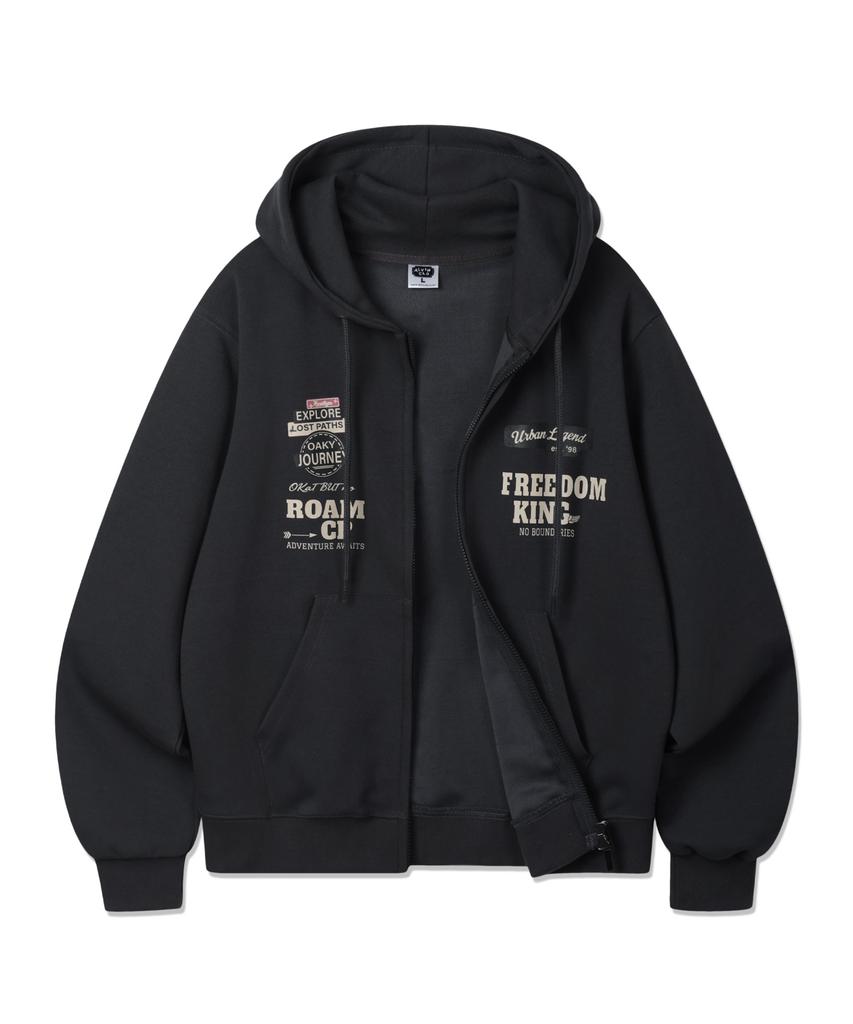 Alvinclo Patch Print Two-Way Zip-Up Hoodie Azh773 (3 Colors)