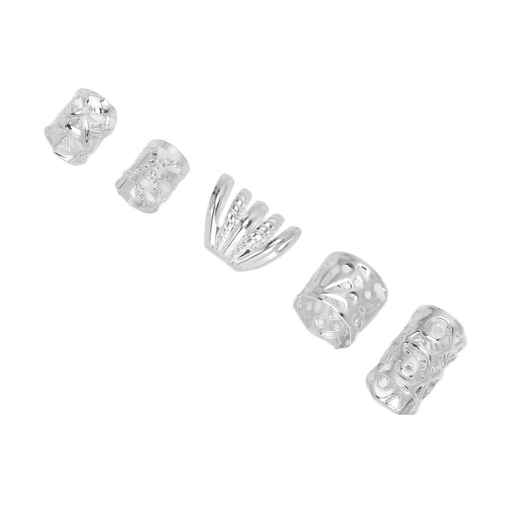 300pcs Beard Beads DIY Retro Lightweight Hair Tube Beads Exquisite Dreadlocks Bead for Men Women Silver