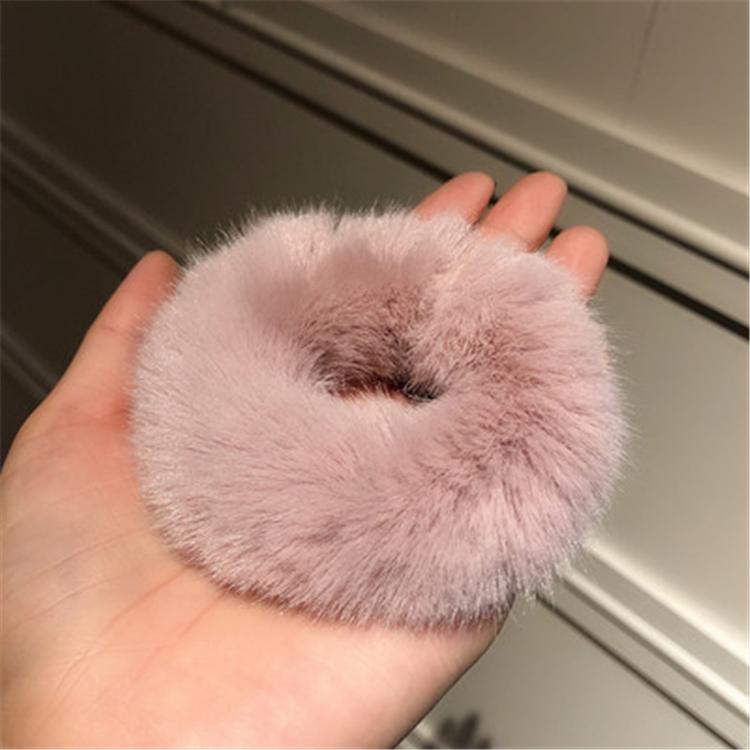 Women Hair Accessories Fluffy Scrunchie Elastic Ponytail Colorful Pom Pom Hair Ties Faux Fur Hair Scrunchies