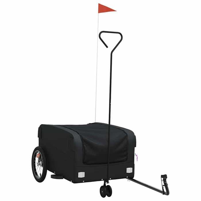 VidaXL Bicycle Trailer, Transport Cart with Safety Flag, Bicycle Stroller with Wheels and Hitch, 94073