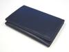 Blue grained leather business card metal touch silver pen and maple wood barrel retro ballpoint pen set holder, MEIL-ALST-HS47S