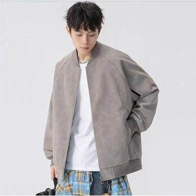 Baseball Jacket Men's Leather Jacket Spring and Autumn Casual Hong Kong Style Versatile and Handsome Trendy Loose Leather Jacket