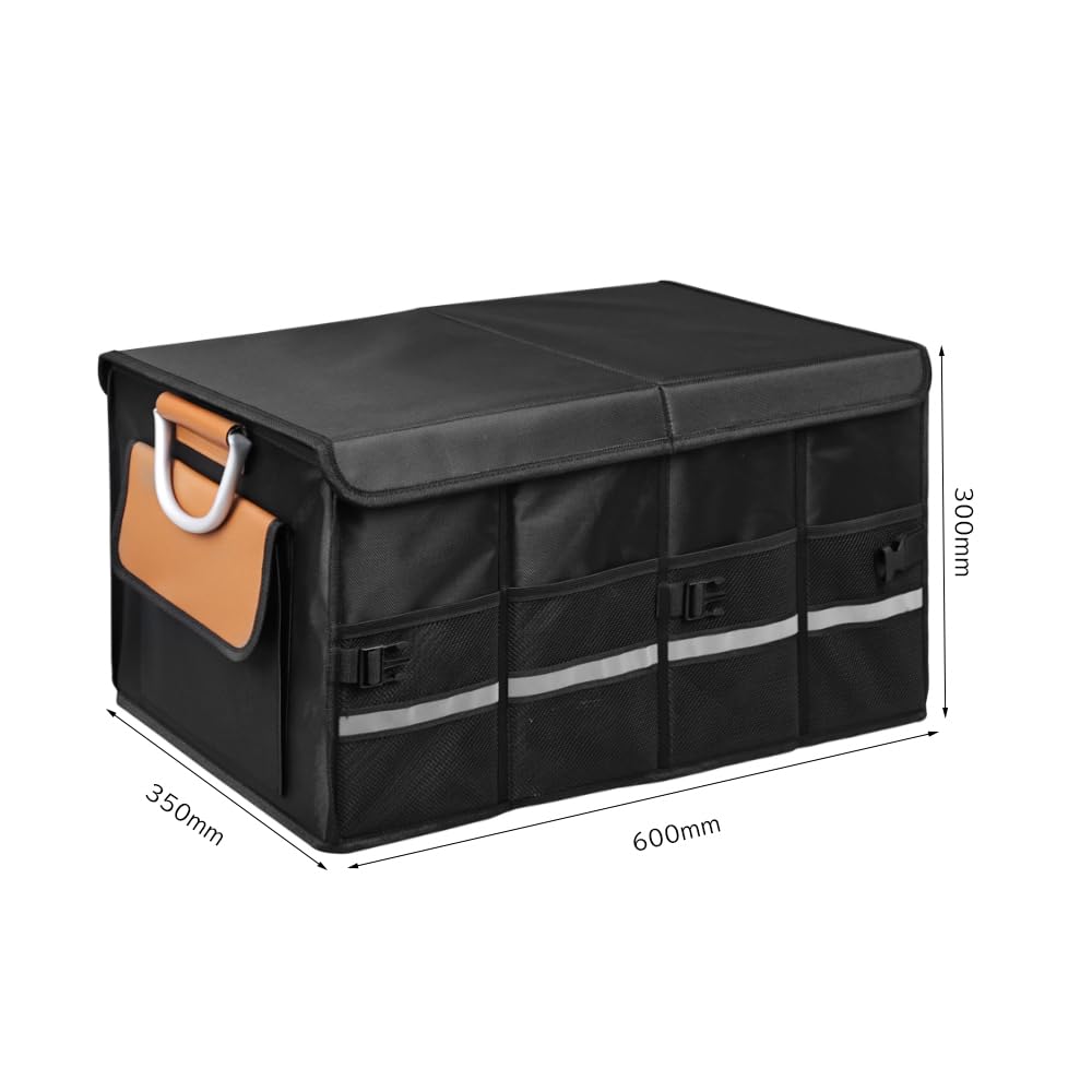 ANSAIRUI Foldable Storage 63L Large Car Trunk with Compact Reflective for Outdoor Use and Emergency Preparedness Box, Black, Capacity, Storage,