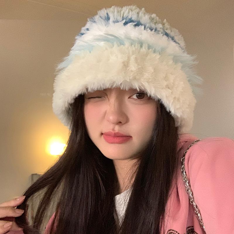 Thick Plush, Knitted Hat, Women's, Autumn and Winter Cold Resistant Woolen Hat, Warm Ear Protection, Small Face, Korean Version Big Head Circumference