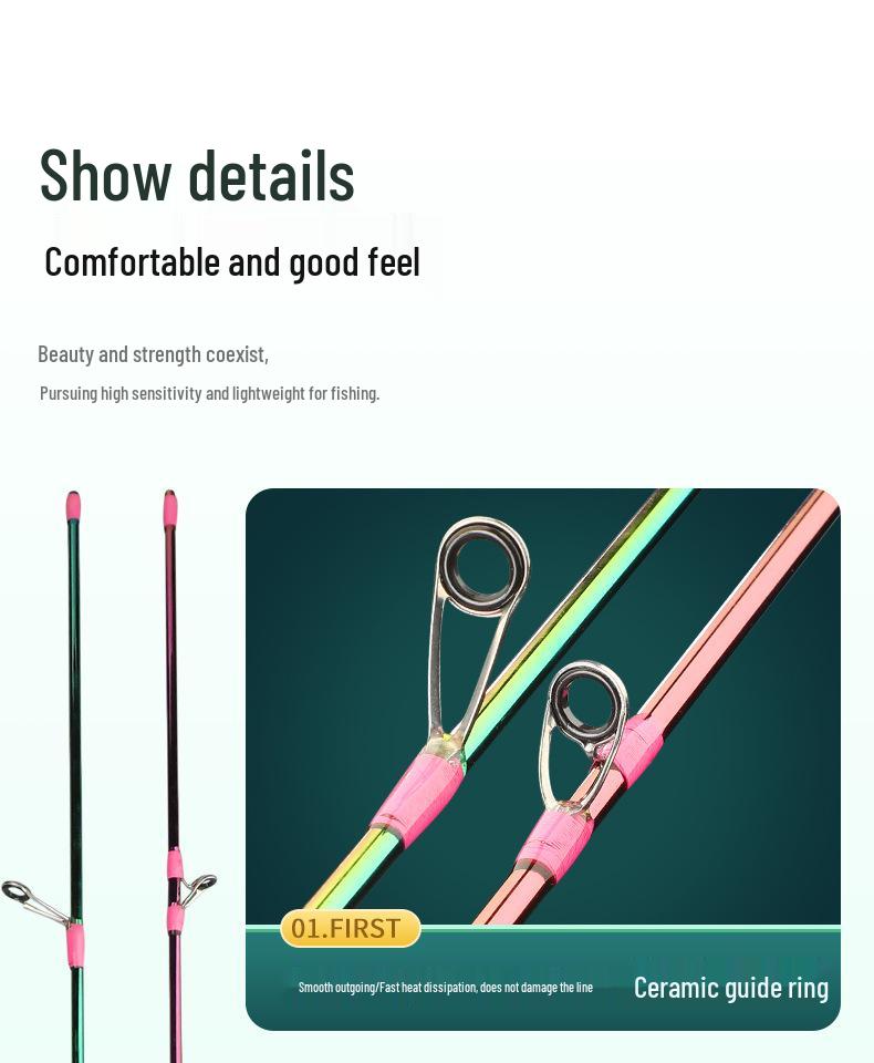 Plåt Kolfiber Fiskeutrustning: UL 1,5/1,68/1,8/1,98 m Spö för betesfiske