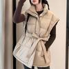 Gilet alla Moda Invernale Caldo Donna Capispalla Con Cintura Piumino Senza Maniche Casual Spesso Giacche da Donna