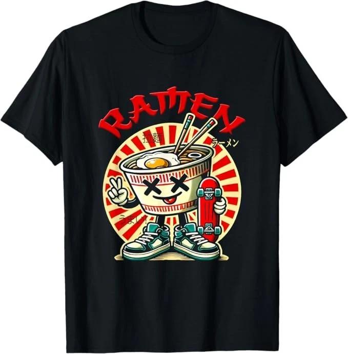 Cute Ramen Skater Tee Kawaii Anime Skateboard Lover Teens T-Shirt M