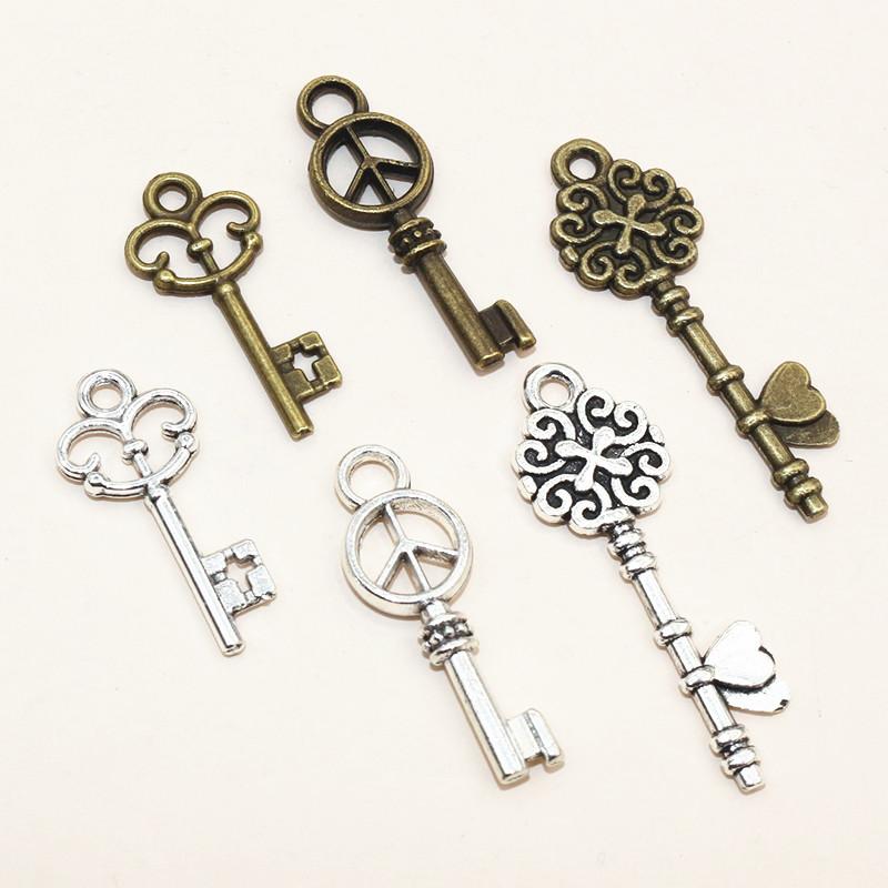 20-50pcs Alloy Metal Key Charms Pendant DIY Jewelry Making Accessories Findings for Earrings Necklace Bracelet