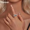 BAMOER Genuine 925 Sterling Silver Devil Eye Open Ring for Women Silver Finger Ring Vintage Punk Ring Fine Jewelry Gift