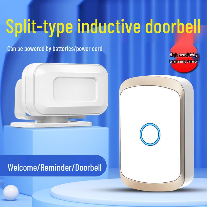 Entry Sensor: Voice Reminder with Greeting, Split Type Doorbell, Dual Power Supply