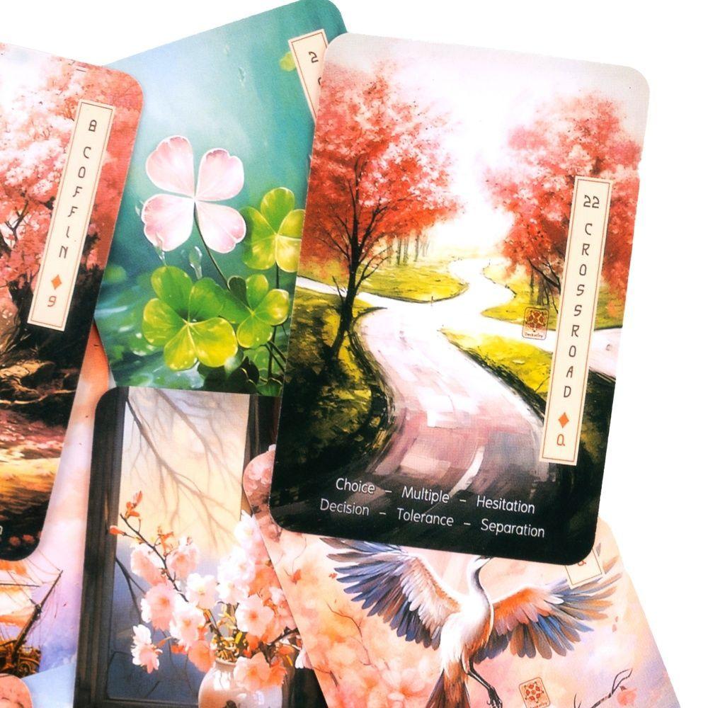 Las Cartas Lenormand Sakura - Baraja de 36 Cartas con Palabras Clave - Cartas Oráculo Temáticas de Flor de Cerezo Japonés 9*6cm